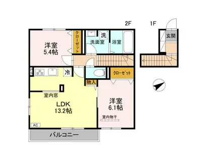ソリッソ大久保町西嶋(2LDK/2階)の間取り写真