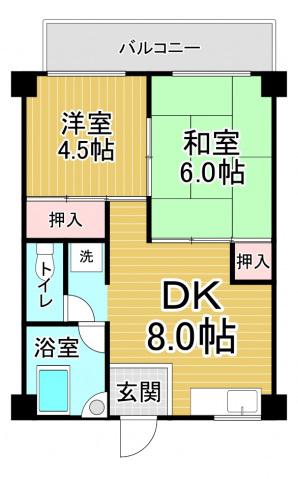 第1吉岡ビル(2DK/5階)の間取り写真