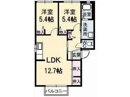 ディアスいちまるC(2LDK/2階)の間取り写真