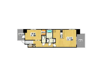 BO BEDRE MIKURIYA(1LDK/9階)の間取り写真