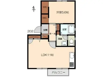 青野パークフロント(1LDK/2階)の間取り写真