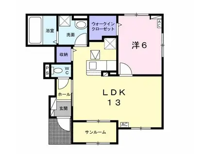 マーサK E(1LDK/1階)の間取り写真