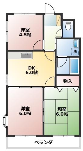 サンライト藤宮(3DK/3階)の間取り写真