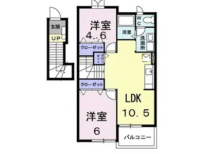 メゾン シャンティ B(2LDK/2階)の間取り写真