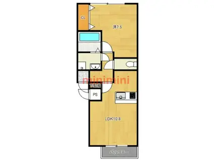 星見レスガス(1LDK/3階)の間取り写真