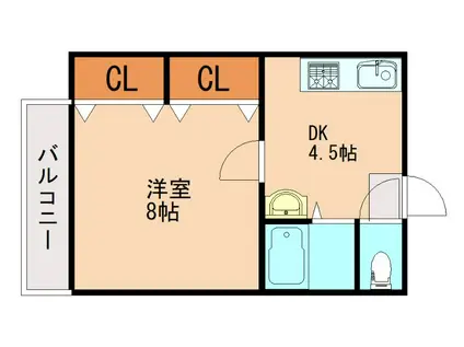 オーク立岩(1DK/1階)の間取り写真