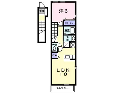 シャルマンプラースI(1LDK/2階)の間取り写真