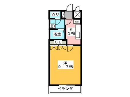 LA・TOUR(1K/2階)の間取り写真