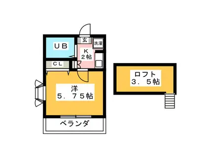 レオパレス平塚第50(1K/2階)の間取り写真