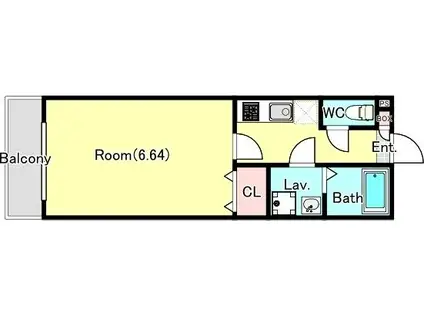ジーメゾン新狭山(1K/3階)の間取り写真