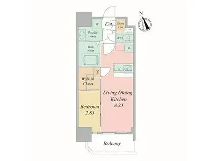 セレニテ夕陽丘エクラ(1LDK/3階)の間取り写真