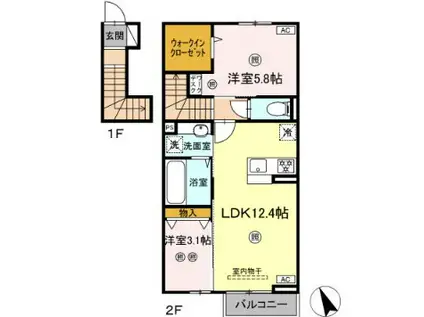 D-ROOM上葛原(2LDK/2階)の間取り写真