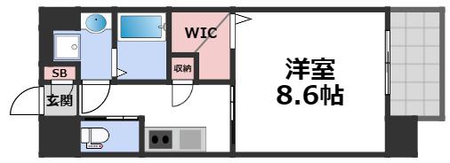 フォレストグレイス深江橋(1K/9階)の間取り写真