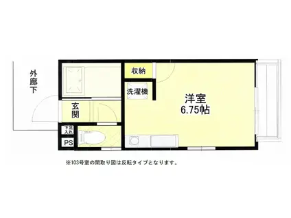 フィオリーナ(ワンルーム/1階)の間取り写真