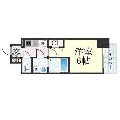 エスリード弁天町ルシェンテ(1K/9階)の間取り写真