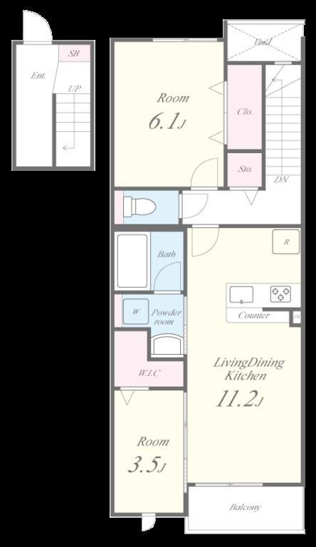 コート・ド・ボーヌ深江南南棟(2LDK/3階)の間取り写真