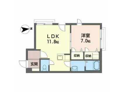 オールドリバー(1LDK/2階)の間取り写真