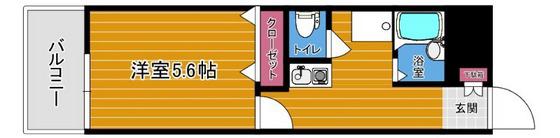 スリム平野(1K/2階)の間取り写真