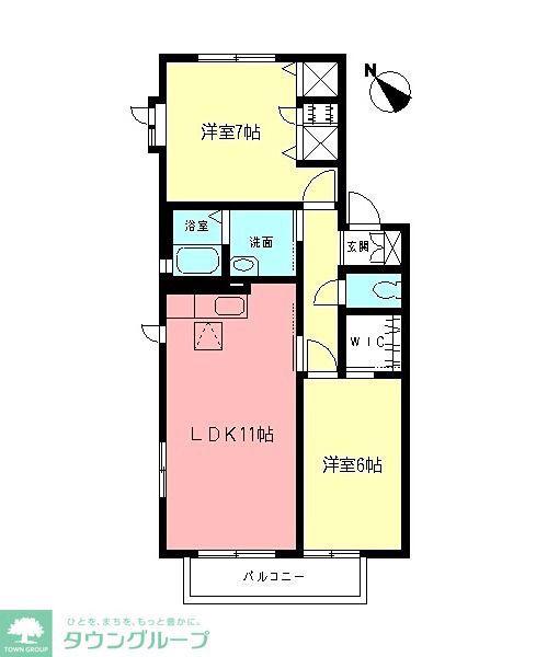 シエルVIII(2LDK/1階)の間取り写真