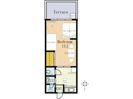 エミネンス浅間台(1K/1階)の間取り写真