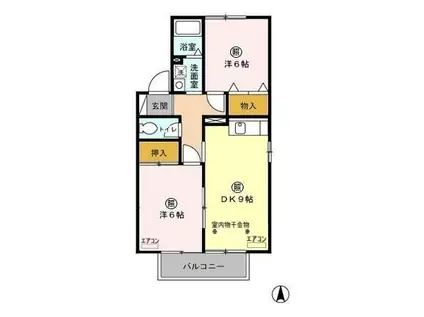 クロワールI/II(2DK/2階)の間取り写真