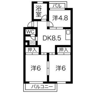 杉本ビル(3DK/4階)の間取り写真