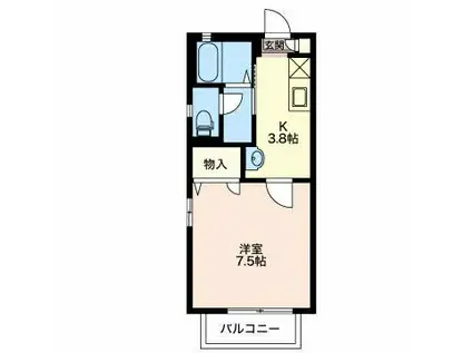 ヒルトップ(1K/2階)の間取り写真