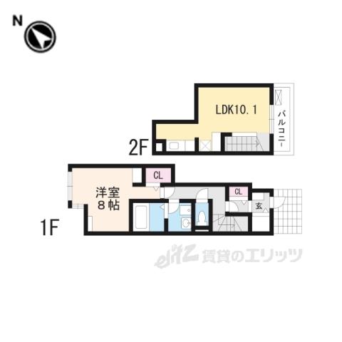 アマルフィ近江八幡Ⅰ(1LDK/1階)の間取り写真
