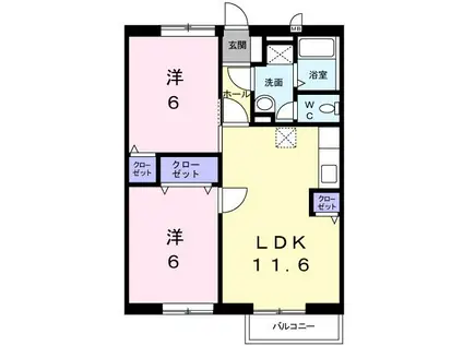 モンヴェール(2LDK/2階)の間取り写真