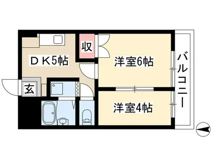 コーポKAWAHARA(2DK/5階)の間取り写真