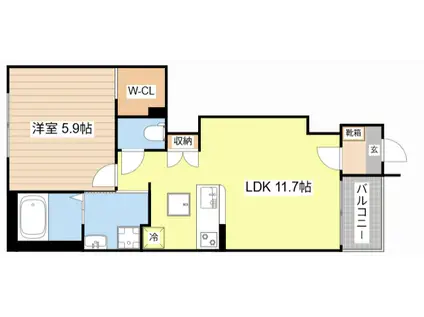 フェリシアIII(1LDK/1階)の間取り写真