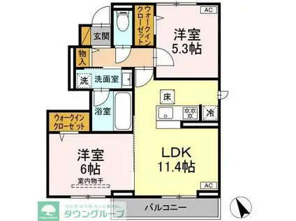 エリオス(2LDK/1階)の間取り写真