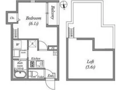 スカイフラット姫島(ワンルーム/2階)の間取り写真