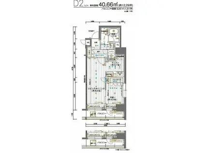 メインステージ神田須田町(1LDK/12階)の間取り写真