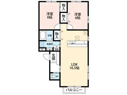 シャルマン戸崎(2LDK/1階)の間取り写真