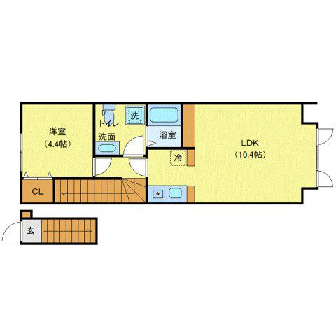 SIELA三日町(1LDK/2階)の間取り写真