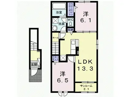 ホップV A(2LDK/2階)の間取り写真