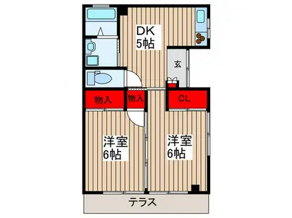 SEANAS京島(2DK/1階)の間取り写真