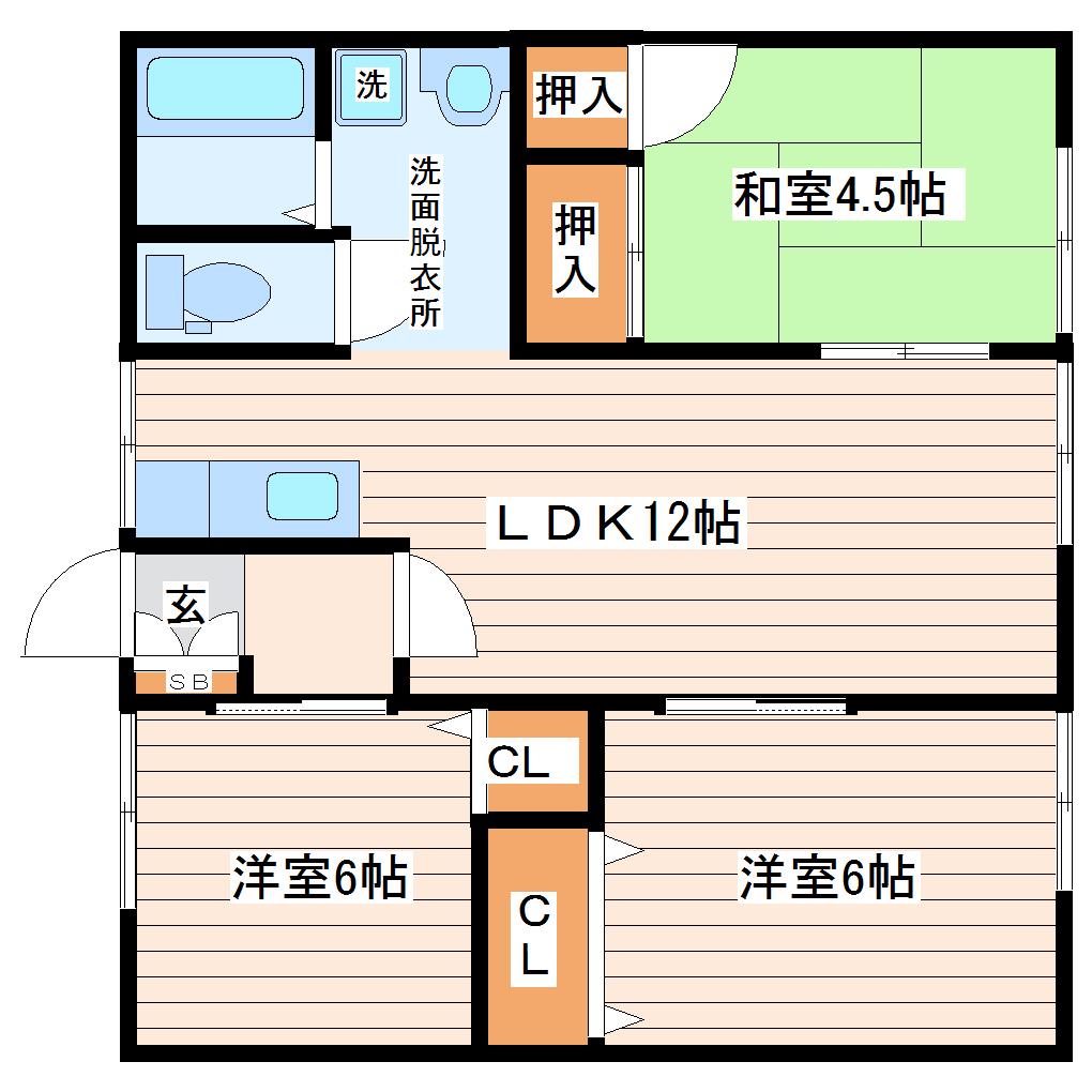 CHルモンド(3LDK/2階)の間取り写真