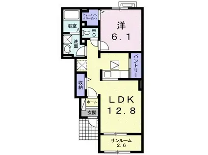 ハピラインふくい 敦賀駅 バス乗車時間：22分 最寄りバス停で下車 徒歩5分 2階建 築13年(1LDK/1階)の間取り写真