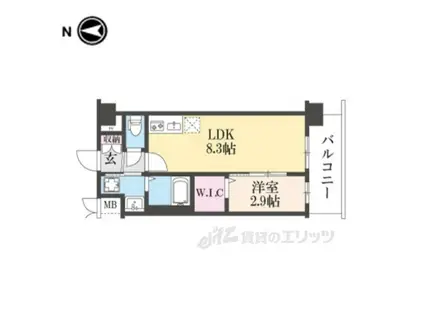 ソルテラス京都JUJO薫(1LDK/3階)の間取り写真