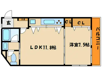 エザンスI(1LDK/1階)の間取り写真
