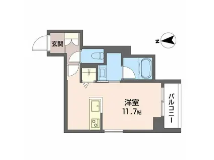 ヴィレッタ鉄砲町(ワンルーム/3階)の間取り写真