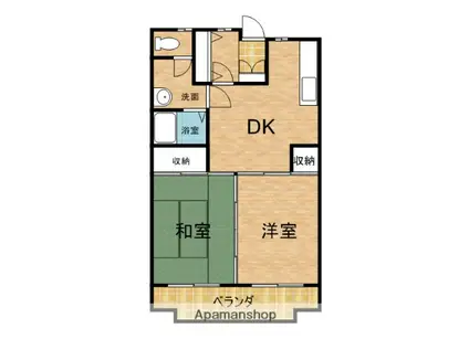 ＪＲ阪和線 紀伊駅 徒歩43分 5階建 築34年(2DK/5階)の間取り写真