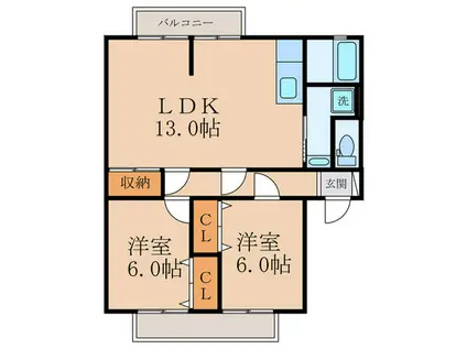 サンガーデン高穂(2LDK/1階)の間取り写真