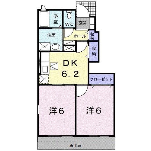 コートジュネス II(2DK/1階)の間取り写真