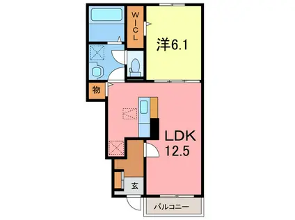 エスポワール中園(1LDK/1階)の間取り写真