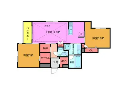 GREENCREST(2SLDK/1階)の間取り写真