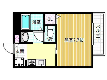 ヴィラ・ソレイユB棟(1K/1階)の間取り写真