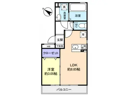 M.A.DII(1LDK/2階)の間取り写真